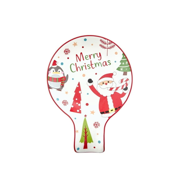 Bico Christmas Merry Crew Ceramic Spoon Rest, for holding spatula, cooking utensils, Microwave and Dishwasher Safe, Scratch Resistant