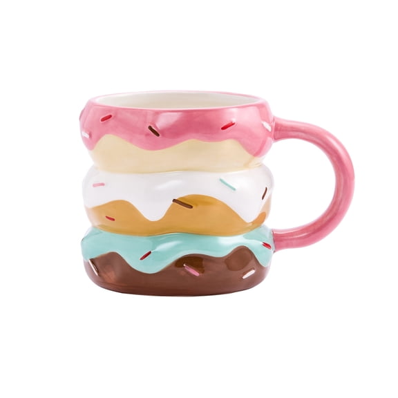 Bico Donut Stack with Sprinkles Mug, Ceramic, 17 ounce Large Cup, Microwave and Dishwasher Safe