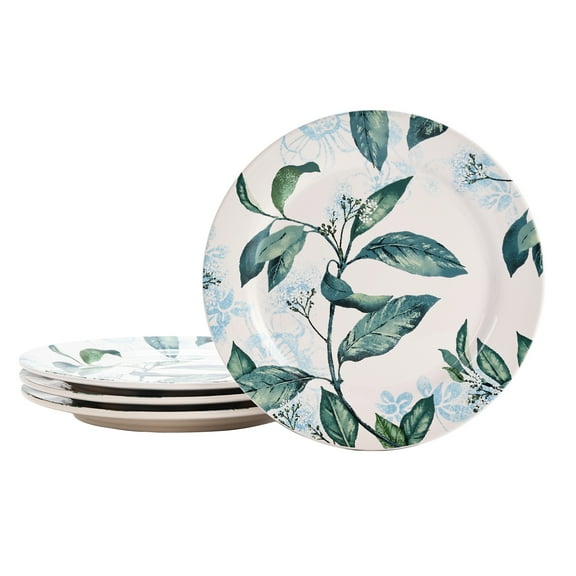 Bico Greenary Happy Birds Ceramic 11 inch Dinner Plates, Set of 4, for Pasta, Salad, Maincourse, Microwave & Dishwasher Safe