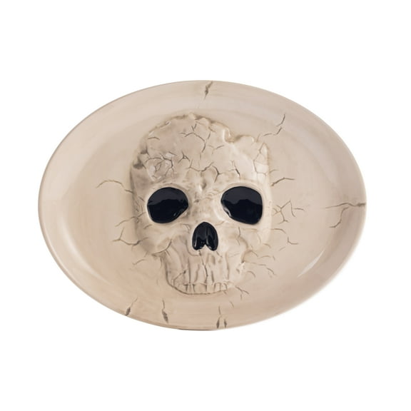 Bico Halloween Skull 14.9 inch Ceramic Oval Platter, Microwave and Dishwasher Safe