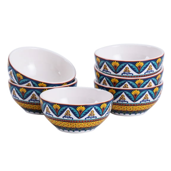 Bico Havana Dessert Bowls Set of 6, Ceramic Bowls, 12oz, for Ice Cream, Salad, Cereal, Dipping Sauce, Microwave & Dishwasher Safe