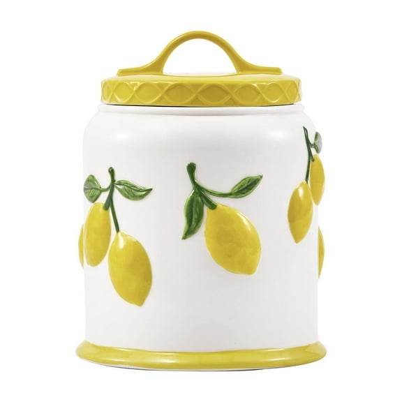 Bico Lemon Handpainted 9 inch Stoneware Cookie Jar, Dishwasher Safe, Air Tight Seal for Keeping Cookie, Spices, Coffee