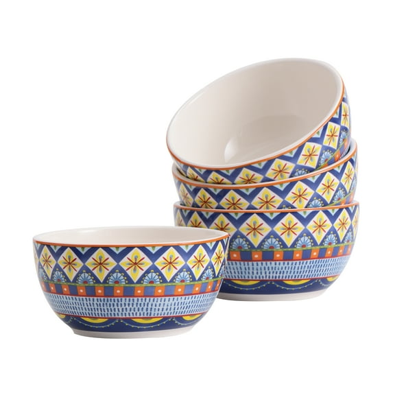 Bico Morocco 26oz Ceramic Cereal Bowls, Set of 4, for Pasta, Salad, Cereal, Soup & Microwave & Dishwasher Safe
