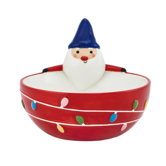 Bico Mushroom Gnome 21oz Stoneware Hand Painted Candy Bowl, for treats, jam, sauce, Microwave Safe & Dishwasher Safe