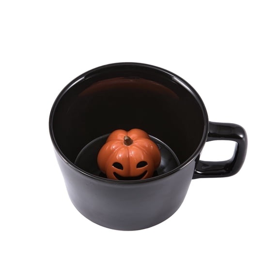 Bico Orange Pumpkin Large Ceramic Halloween Mug, for Coffee, Milk, Hot Chocolate, Halloween Decoration, Day of The Dead Decor