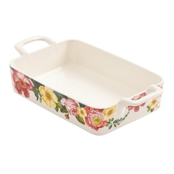 Bico Peony Heaven Stoneware Baking Dish, Lasagna Pan, Large Rectangular Baking Pan, Casserole Dish, Microwave, Dishwasher and Oven Safe