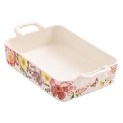 Bico Peony Heaven Stoneware Baking Dish, Lasagna Pan, Medium Rectangular Baking Pan, Casserole Dish, Microwave, Dishwasher and Oven Safe