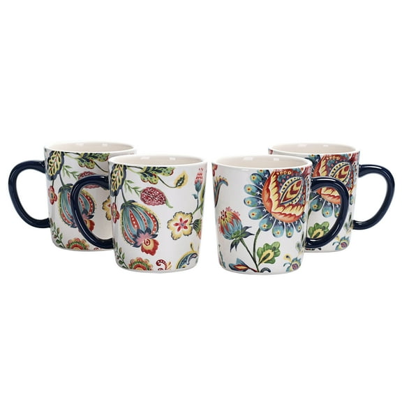 Bico Protea Cynaroides Ceramic Mugs, Set of 4, for Coffee, Tea, Drinks, Microwave & Dishwasher Safe
