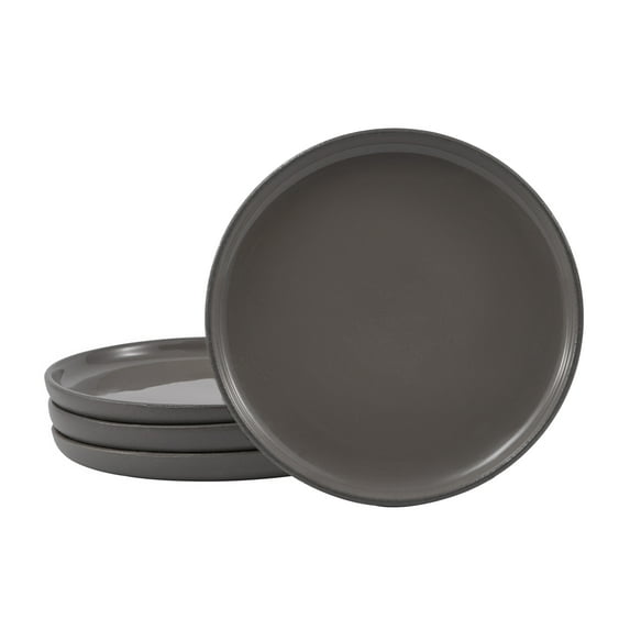 Bico Reactive Glaze Dark Grey Dinner Plates Set, Set of 4, Microwave and Dishwasher Safe, for Main Course, Steak, Pasta