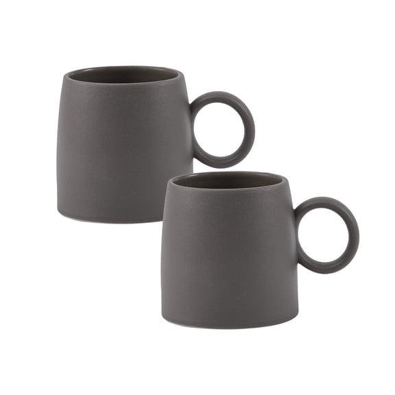 Bico Reactive Glaze Dark Grey Straight Mugs Set, Set of 2, Microwave and Dishwasher Safe, for Coffee, Hot Chocolate, Milk