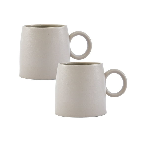 Bico Reactive Glaze Light Grey Straight Mugs Set, Set of 2, Microwave and Dishwasher Safe, for Coffee, Hot Chocolate, Milk