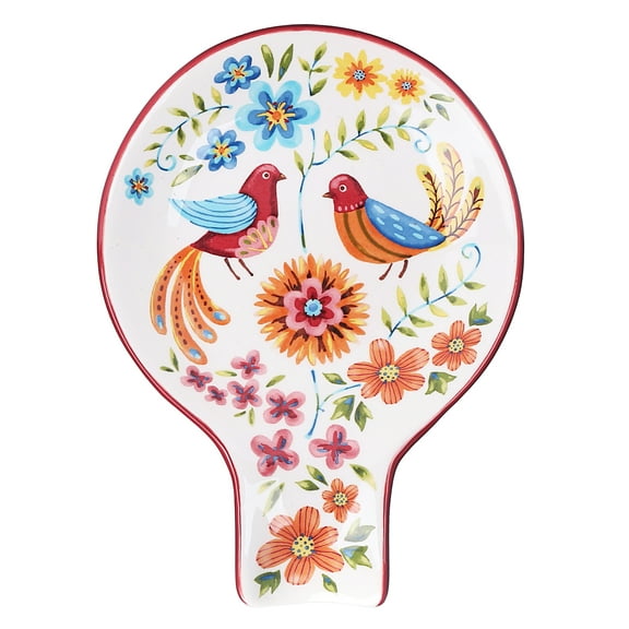 Bico Red Spring Bird Ceramic Spoon Rest, House Warming Gift, Dishwasher Safe