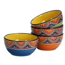 Bico Tunisian 26oz Ceramic Cereal Bowls Set of 4, for Pasta, Salad, Cereal, Soup & Microwave & Dishwasher Safe