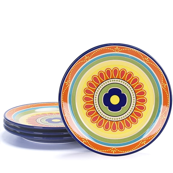 Bico Tunisian Salad Plates Set of 4, 8.75 Inch Ceramic Dessert Plates for Salad, Appetizer, Side Dishes, Microwave and Dishwasher Safe, Gift for Housewarming and Thanksgiving Y101