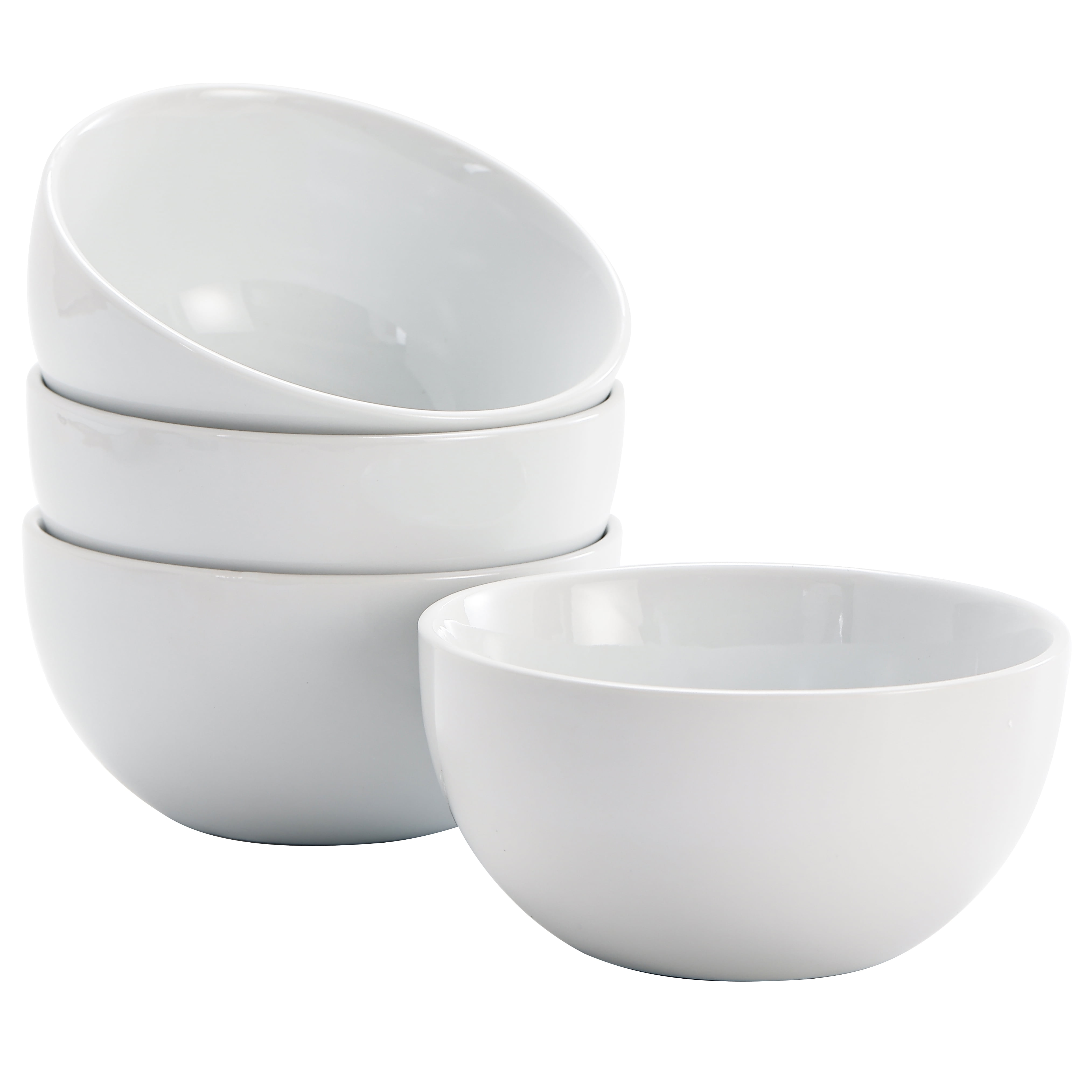 Bico White Porcelain Ceramic Bowls Set of 4, 30oz, for Pasta, Salad, Cereal, Soup & Microwave & Dishwasher Safe