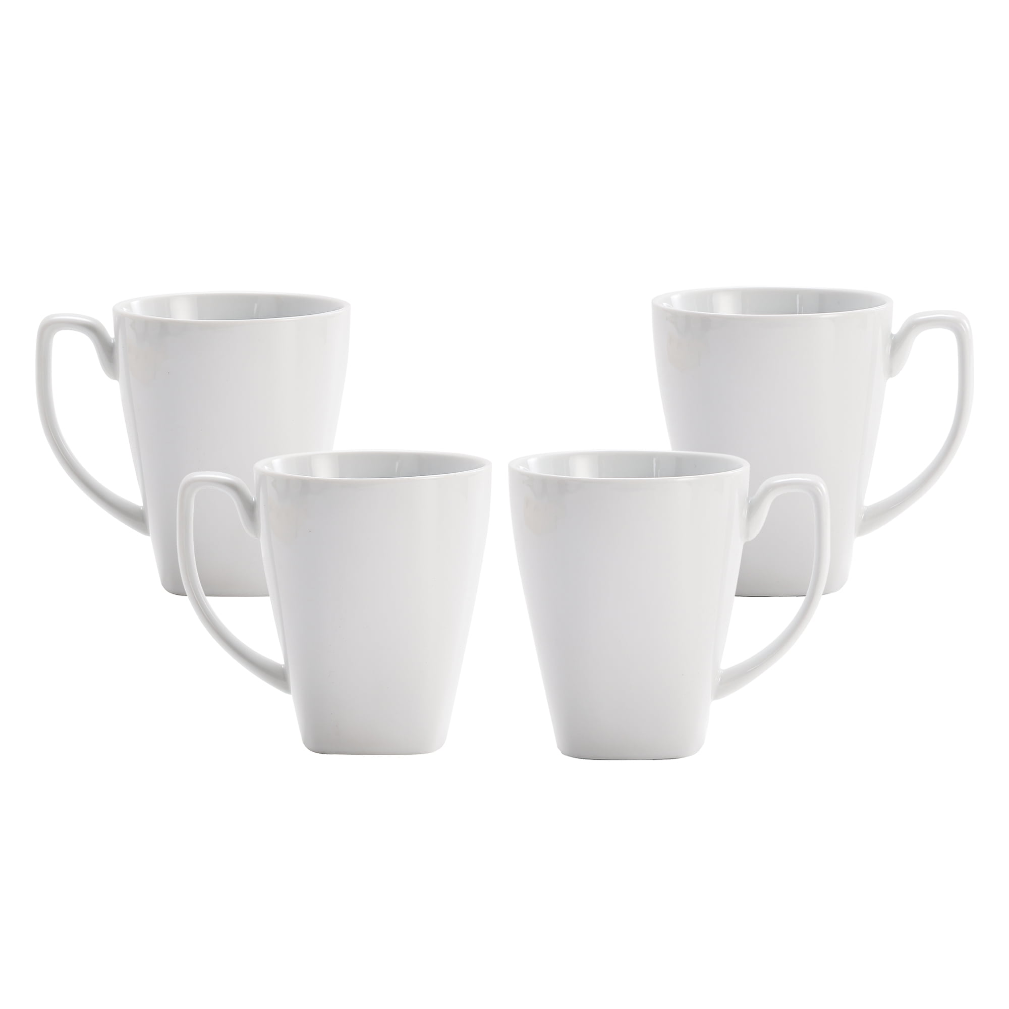 Bico White Porcelain Ceramic Mugs, 12oz, Set of 4, for Coffee, Tea, Drinks, Microwave & Dishwasher Safe