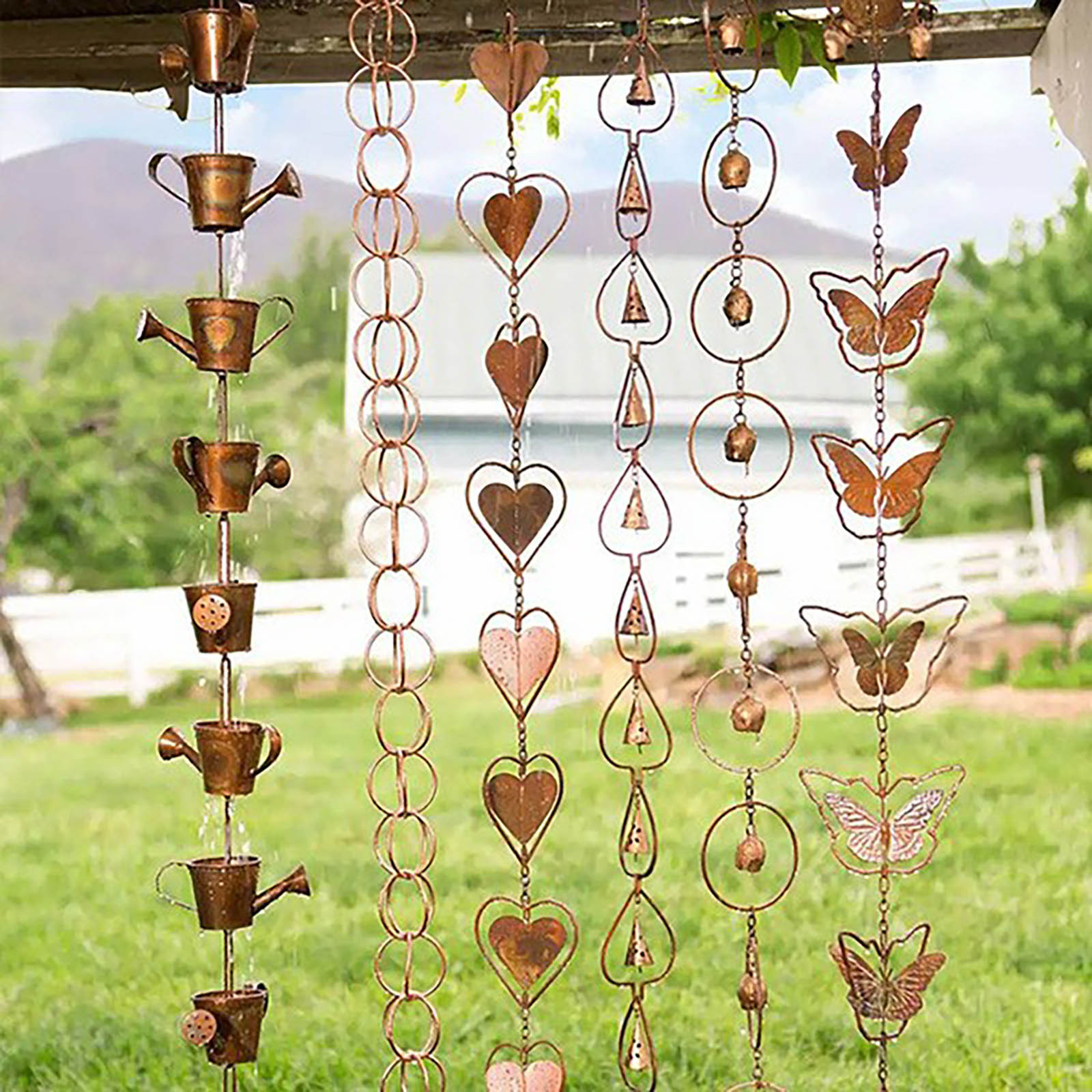 Bicoasu 2024Clearance! Steel Leaf Rain Chain, Metal Garden Art Gift