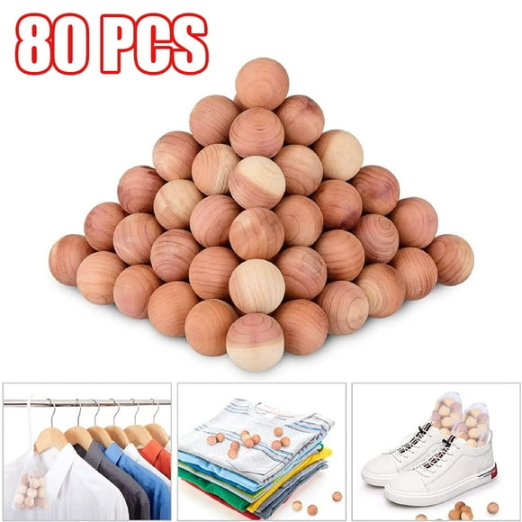 Bicoasu 80PCS Cedar Balls for Clothes Storage and Drawers - Cedar Blocks 100% Natural Aromatic Cedar Wooden Ball