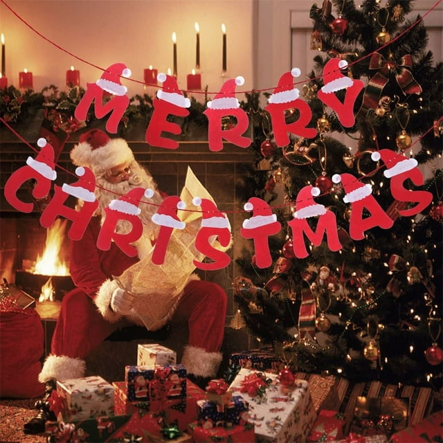 Bicoasu Christmas Flag Garden Christmas Alphabet Banner Banner