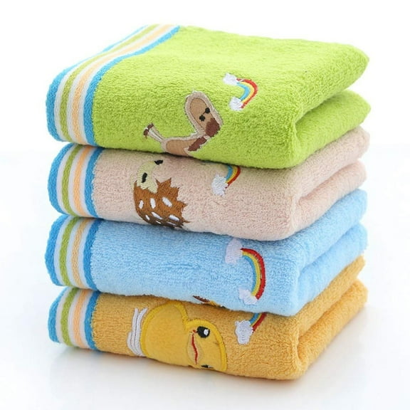 Bicoasu Girls And Boys Beach Towel Clearance Pack Of 4 Children'S Hand Towels Cotton Cartoon Embroidered Children'S Towel 50 X 26 Cm 100% Cotton