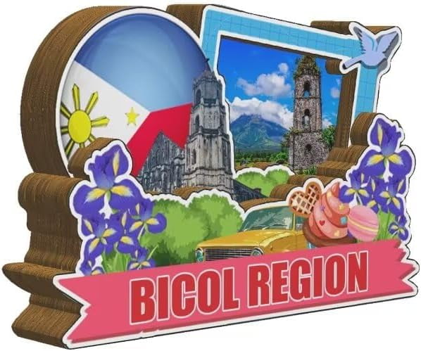 Bicol Region Philippines 3D Wooden Fridge Magnet - Travel Souvenir, City Scenery Refrigerator Decor
