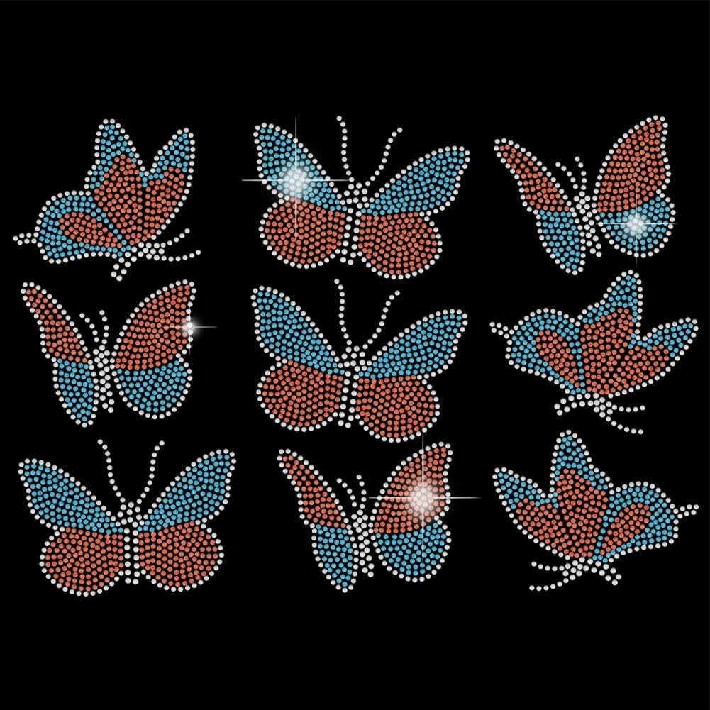 Bicolor Butterfly Iron on Rhinestones Transfer Butterfly Heat Transfer ...