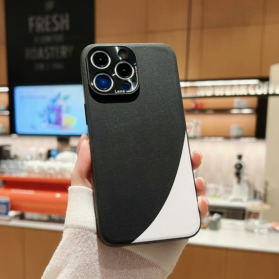 Bicolor Case for iPhone 13 Pro Max 6.7 inch, Lightweight Ultra Slim Color Contrast Shockproof Anti-Scratch Camera Protection Cover for Women Men Girls Boys,Black+White