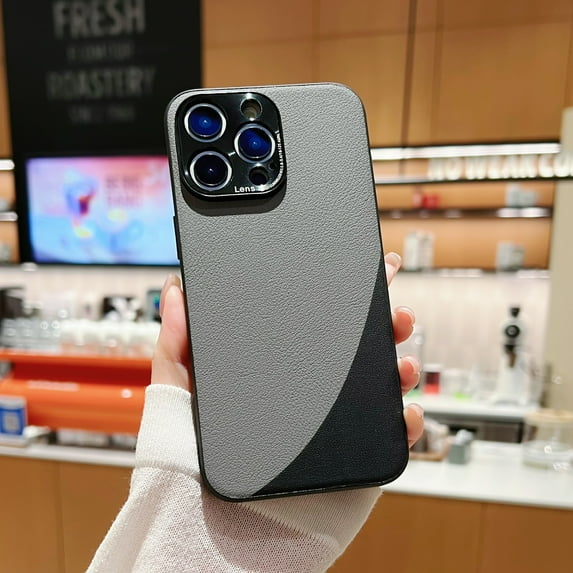 Bicolor Case for iPhone 14 Pro 6.1 inch, Lightweight Ultra Slim Color Contrast Shockproof Anti-Scratch Camera Protection Cover for Women Men Girls Boys,Grey+Black