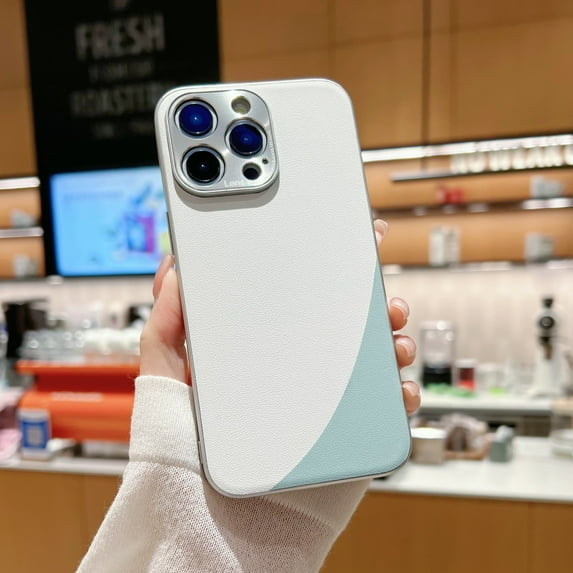 Bicolor Case for iPhone 14 Pro 6.1 inch, Lightweight Ultra Slim Color Contrast Shockproof Anti-Scratch Camera Protection Cover for Women Men Girls Boys,White+Blue