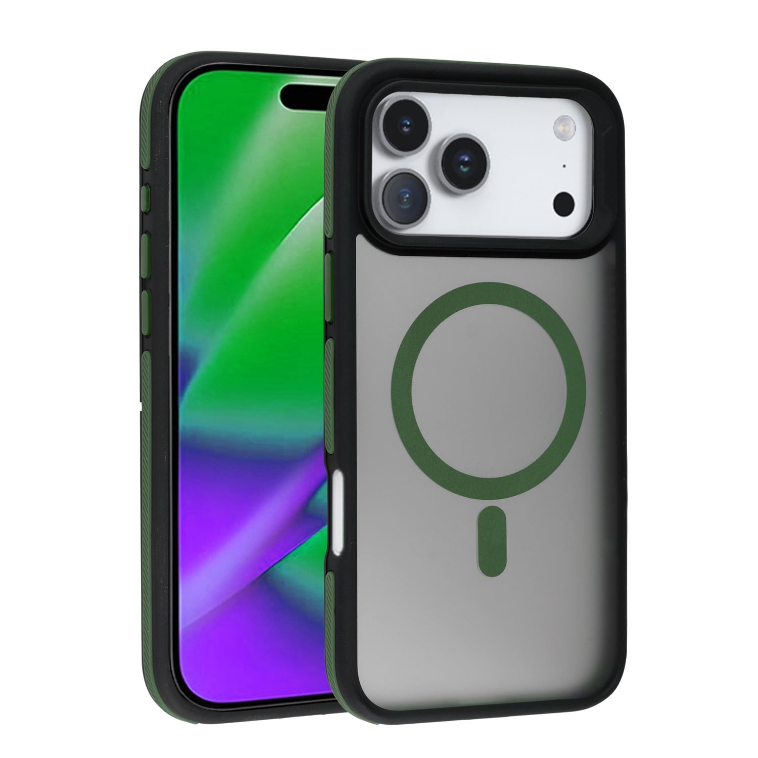 Bicolor Matte Magnetic Translucency Case for iPhone 17 Pro Max - Dark Green