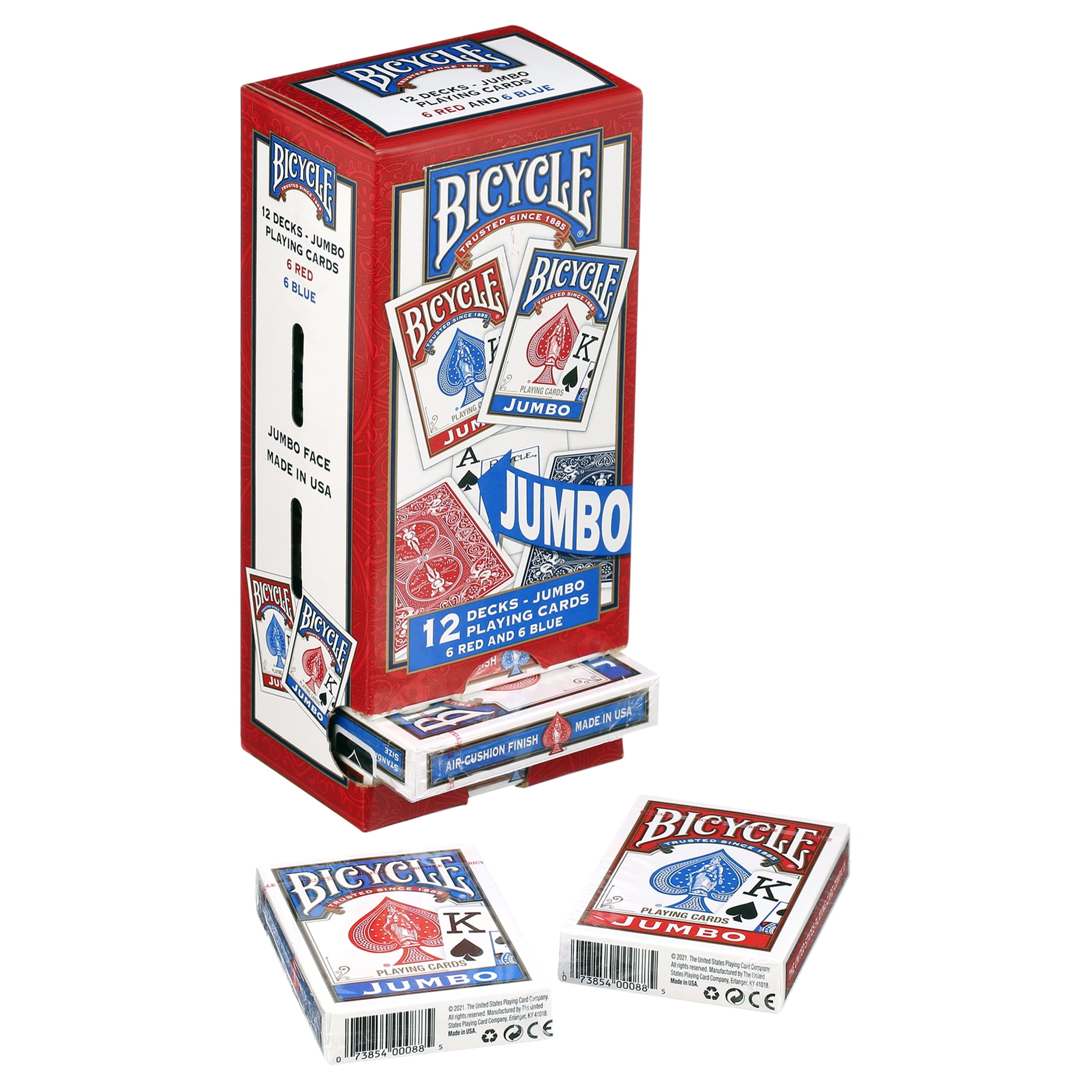 Bicycle 1030651 Playing Cards, Jumbo Size, Red/Blue, Pack of 12