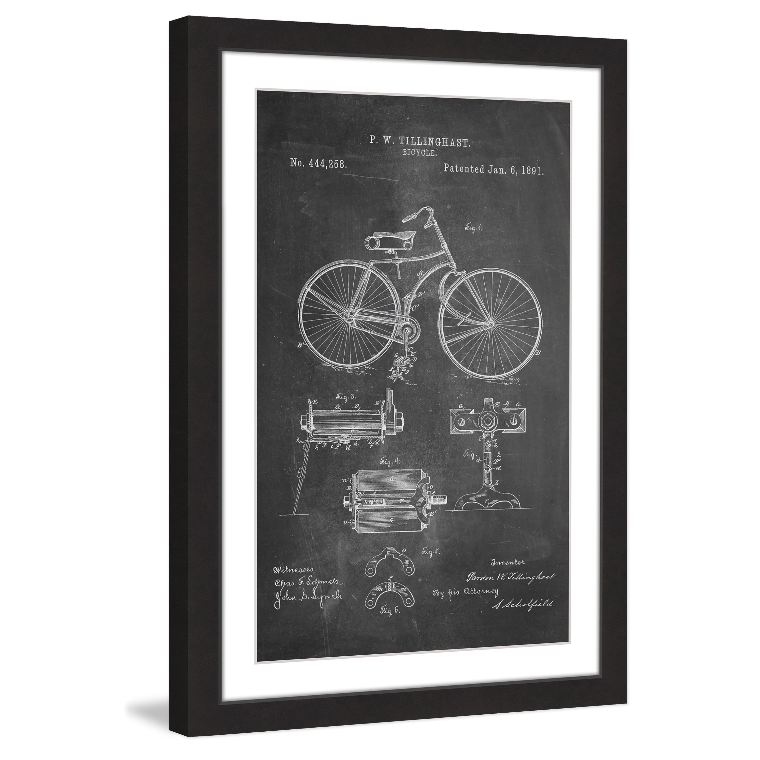 "Bicycle 1891 Chalk" Framed Painting Print