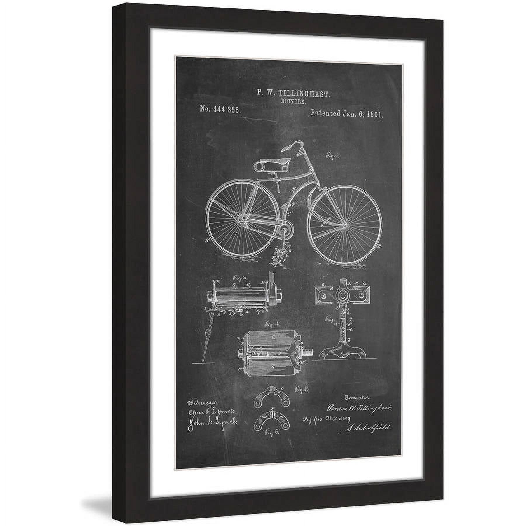 "Bicycle 1891 Chalk" Framed Painting Print