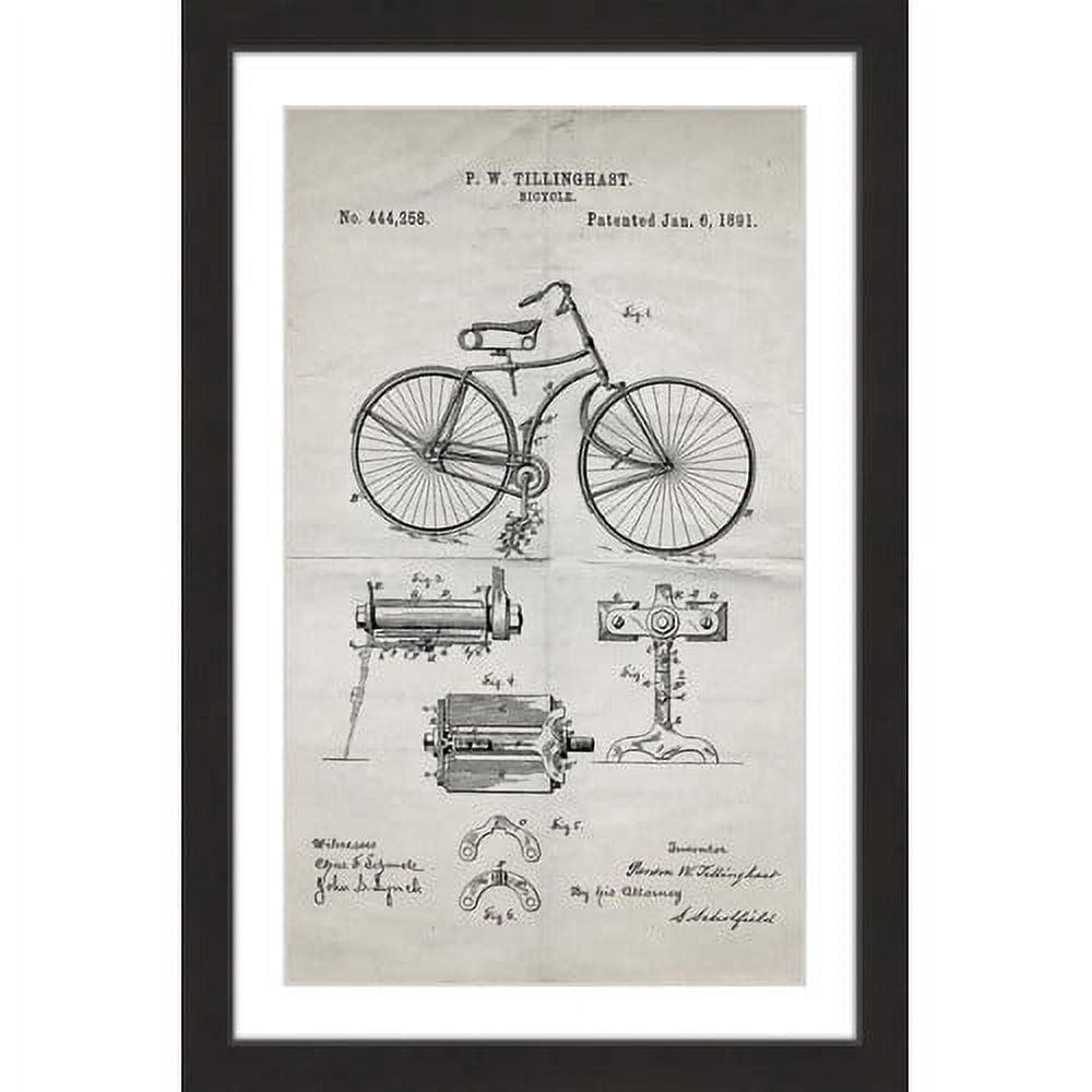 "Bicycle 1891 Old Paper" Framed Painting Art Print