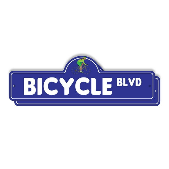 Bicycle (2 Pack) Plastic Street Sign - 7 Inch X 20 Inch Gift Bike Ride Pedal Outdoor Cycling Sports Path Fun Exercise Adventure Trail