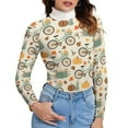 Bicycle And Pumpkins Turtleneck Sweaters for Women, Trendy Turtle Neck