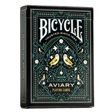 MJM Bicycle Aviary Orange Playing Cards - Custom Illustrated Bird Theme Deck