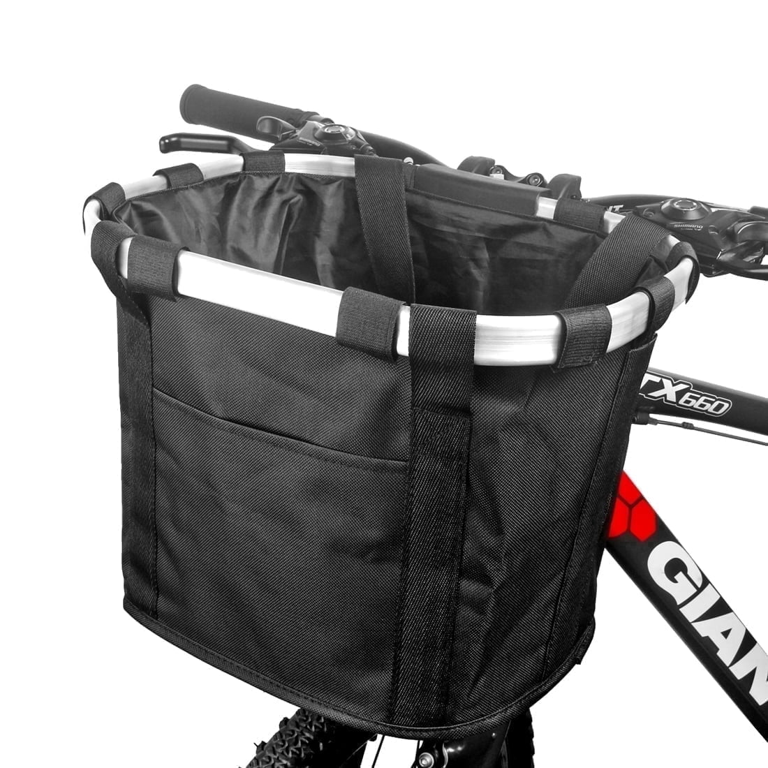 Night Eyes Outdoor Folding Detachable  Bicycle Dog Basket , Dog Front Basket for Bike Black Quck Replease