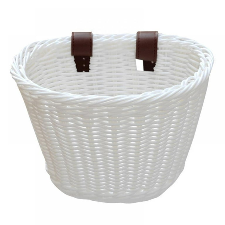 Wicker bike basket leather straps sale