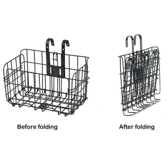 Bicycle Basket Wire Mesh Fold Up - Bike Front Handlebar Storage Rack Rear Hanging Basket - Steel Cargo Carrier for Commuting Shopping - Detachable Bike Accessory for Adults - Fits Mountain Road Bikes