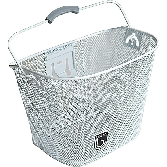 Bicycle Basket with Bracket White, Front Quick Release Basket, Removable, Wire Mesh Bicycle Basket, fit Handlebar Size 25.4 mm, New, White by Biria