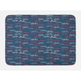 thumbnail image 1 of Bicycle Bath Mat, City Race and Girls Bike Sketches in Different Colors Retro on Blue Background, Non-Slip Plush Mat Bathroom Kitchen Laundry Room Decor, 29.5 X 17.5 Inches, Multicolor, Ambesonne, 1 of 2