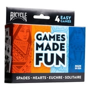 Bicycle 4 Playing Card Games in 1: Euchre, Hearts, Spades, and Solitaire