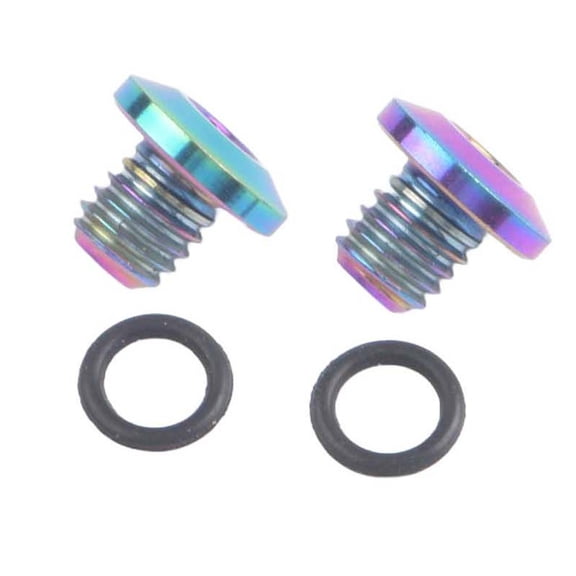 Bicycle Brake Lever Bleed Screw Set with O-Rings, Alloy M5x5mm Oil Cylinder Cover Replacement Parts, Lightweight Rust-Resistant Components for Hydraulic Disc Brakes(Colorful)