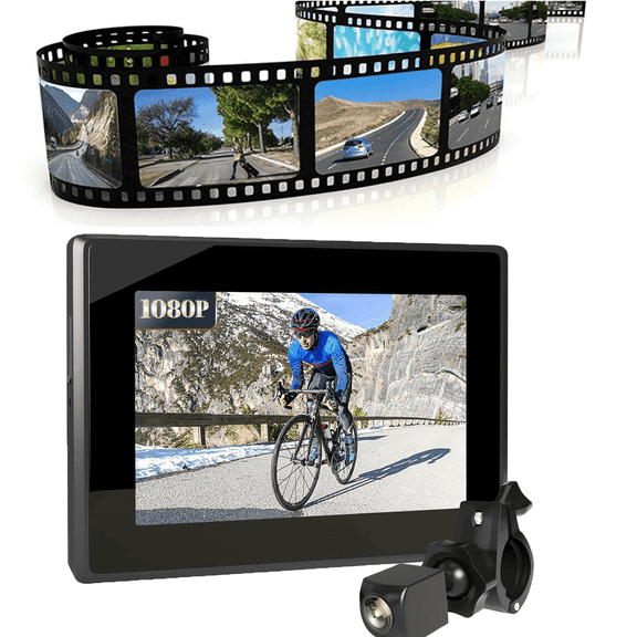Bicycle Rear View Camera System with Handlebar Monitor - 1080P HD Waterproof Bike Backup Camera for Cycling Safety - 110 Wide Angle Live View - Tool-Free Installation