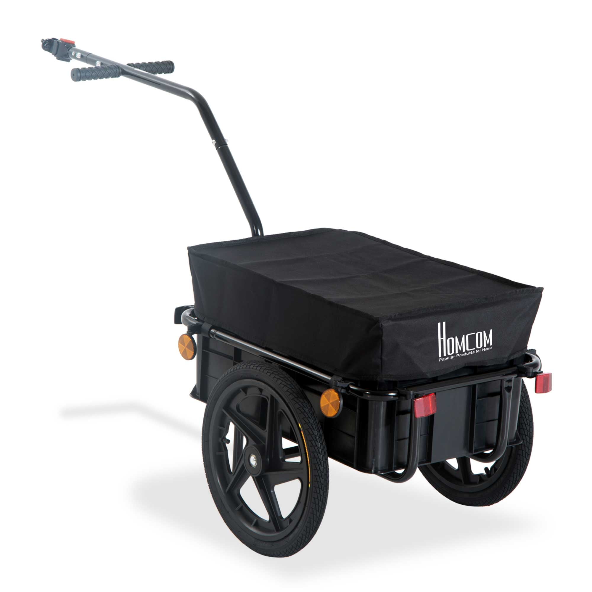Bicycle Cargo Trailer with Removable Storage Box and Waterproof Cover, Bike Wagon Trailer Equipped with Two 16 Inch Rubber Wheels and Reflectors for Groceries Camping Gear Hauling
