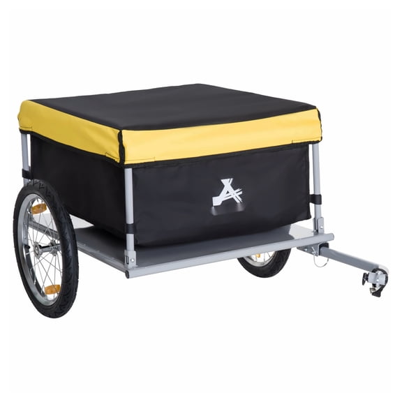 Bicycle Cargo Trailer, Two-Wheel Bike Wagon Trailer with Cover, 88 lbs Capacity, Fits 20-26" Wheels, Yellow - Heavy Duty Bike Trailer for Camping, Shopping