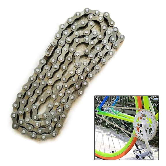 Bicycle Chain 116 Links for Single Gear and Fixed Gear Bikes, Steel Bike Chain with Quick Link Connector, Sturdy Replacement Cycling Chain Component Silver
