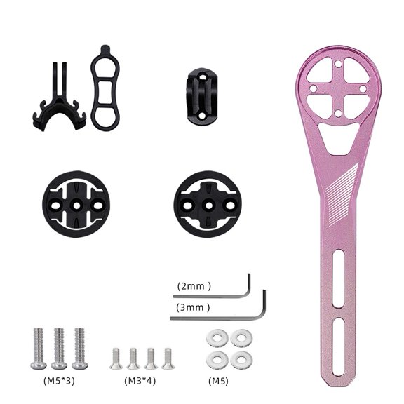 Bicycle Computer Mount For Garmin And For IGPSPORT Devices, Aluminum Alloy Extension Bracket With 180-Degree Rotation For Mountain Bike And Road Bike Accessories(pink)
