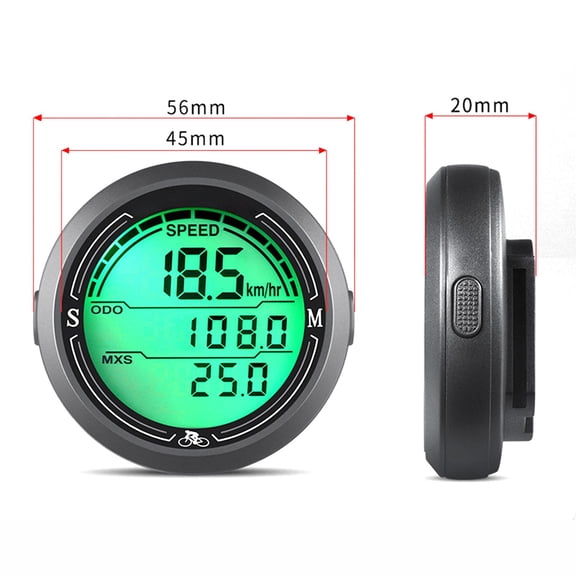 Bicycle Computer with Large Backlit LCD Display, Waterproof Speedometer and Odometer for Cycling, Shockproof Bike Speed with Easy Installation(Black)